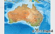 Satellite 3D Map of Australia, political outside