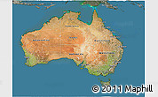 Satellite 3D Map of Australia, semi-desaturated, land only