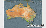 Satellite 3D Map of Australia, semi-desaturated