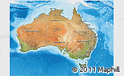 Satellite 3D Map of Australia, single color outside, shaded relief sea