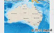 Shaded Relief 3D Map of Australia, political shades outside, shaded relief sea