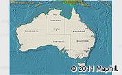 Shaded Relief 3D Map of Australia, satellite outside