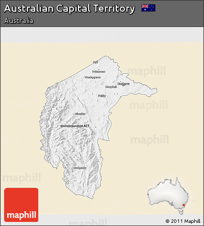 Classic Style 3D Map of Australian Capital Territory, single color outside