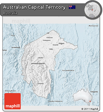 Gray 3D Map of Australian Capital Territory