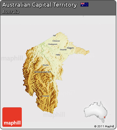 Physical 3D Map of Australian Capital Territory, cropped outside