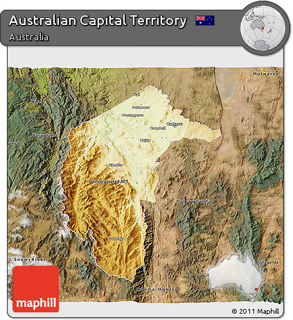 Physical 3D Map of Australian Capital Territory, satellite outside