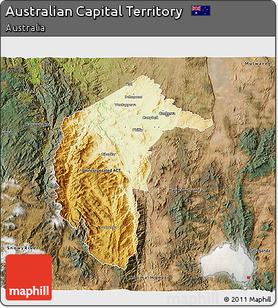 Physical 3D Map of Australian Capital Territory, satellite outside