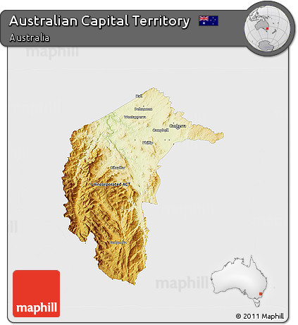 Physical 3D Map of Australian Capital Territory, single color outside