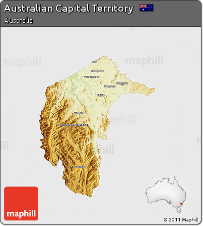Physical 3D Map of Australian Capital Territory, single color outside