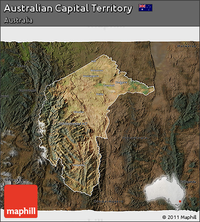 Satellite 3D Map of Australian Capital Territory, darken