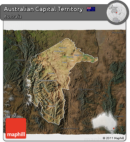 Satellite 3D Map of Australian Capital Territory, darken
