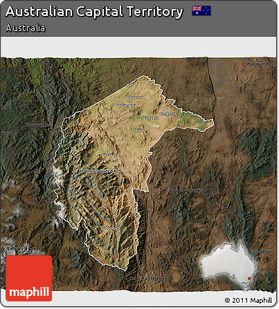 Satellite 3D Map of Australian Capital Territory, darken