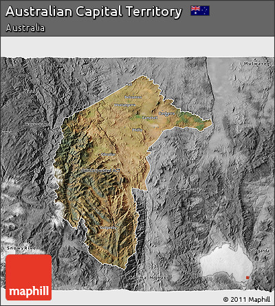 Satellite 3D Map of Australian Capital Territory, desaturated