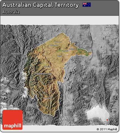 Satellite 3D Map of Australian Capital Territory, desaturated