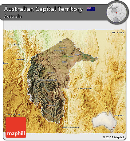 Satellite 3D Map of Australian Capital Territory, physical outside