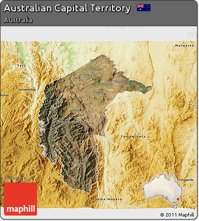 Satellite 3D Map of Australian Capital Territory, physical outside