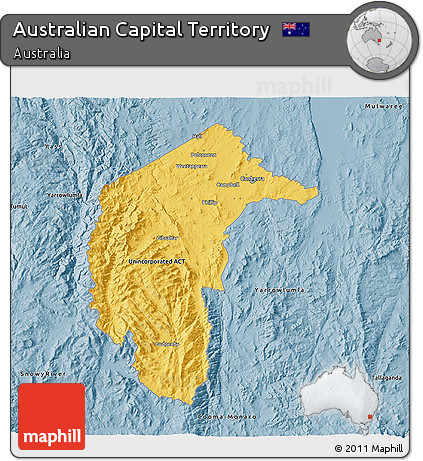 Savanna Style 3D Map of Australian Capital Territory