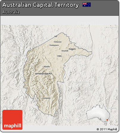 Shaded Relief 3D Map of Australian Capital Territory, lighten