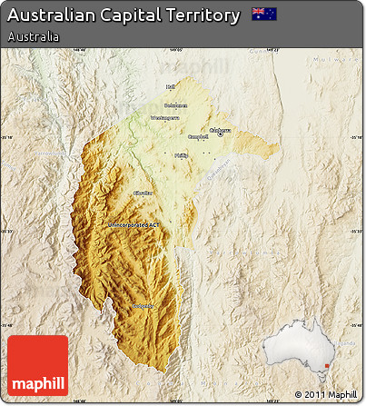 Physical Map of Australian Capital Territory, lighten