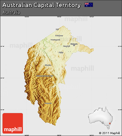 Physical Map of Australian Capital Territory, single color outside