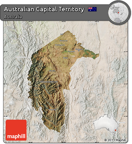 Satellite Map of Australian Capital Territory, lighten