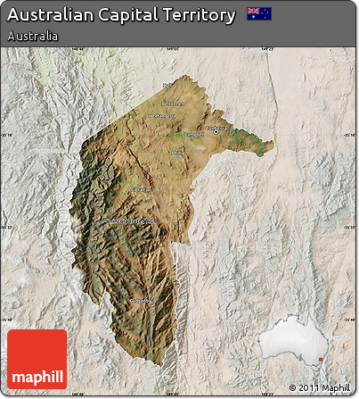 Satellite Map of Australian Capital Territory, lighten