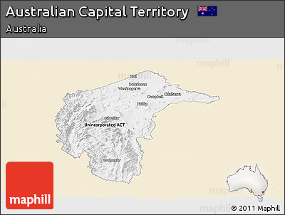 Classic Style Panoramic Map of Australian Capital Territory, single color outside