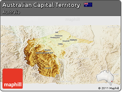 Physical Panoramic Map of Australian Capital Territory, lighten