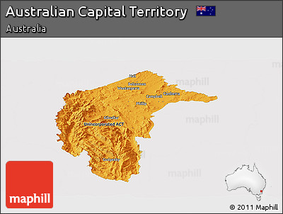 Political Panoramic Map of Australian Capital Territory, single color outside