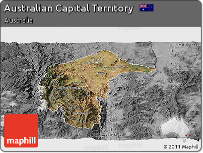 Satellite Panoramic Map of Australian Capital Territory, desaturated