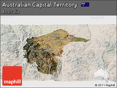 Satellite Panoramic Map of Australian Capital Territory, lighten