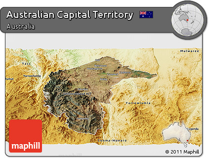 Satellite Panoramic Map of Australian Capital Territory, physical outside