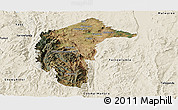 Satellite Panoramic Map of Australian Capital Territory, shaded relief outside
