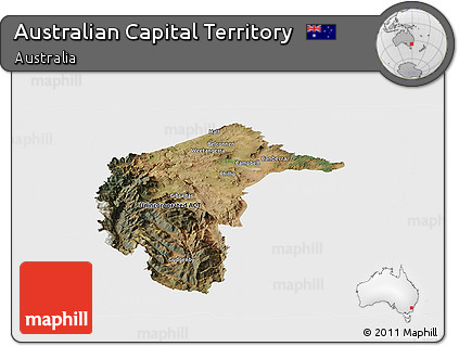 Satellite Panoramic Map of Australian Capital Territory, single color outside