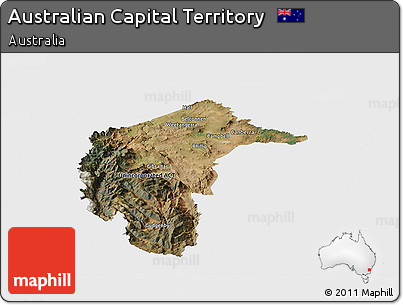 Satellite Panoramic Map of Australian Capital Territory, single color outside