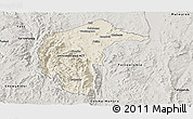 Shaded Relief Panoramic Map of Australian Capital Territory, semi-desaturated