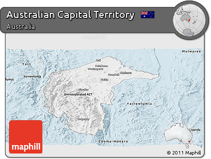 Silver Style Panoramic Map of Australian Capital Territory
