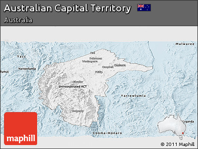 Silver Style Panoramic Map of Australian Capital Territory