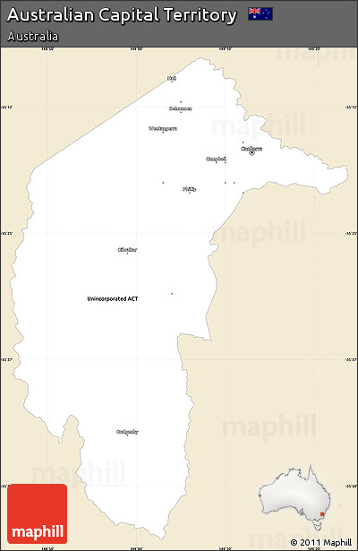 Classic Style Simple Map of Australian Capital Territory, single color outside