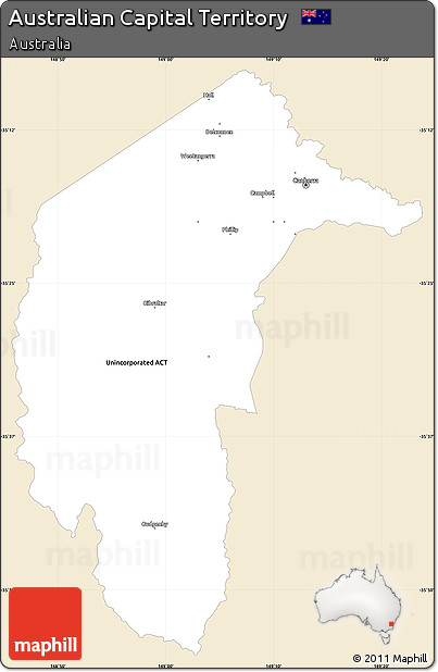 Classic Style Simple Map of Australian Capital Territory, single color outside