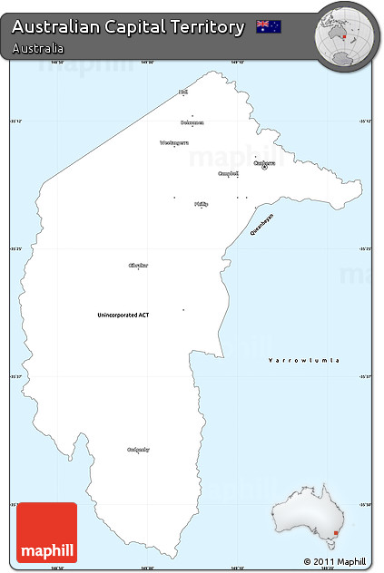 Gray Simple Map of Australian Capital Territory