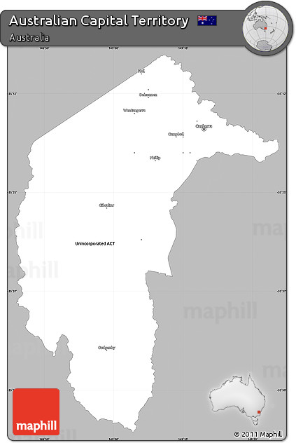 Gray Simple Map of Australian Capital Territory, single color outside