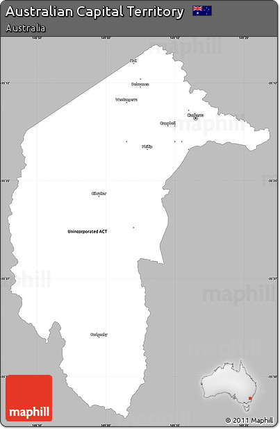 Gray Simple Map of Australian Capital Territory, single color outside