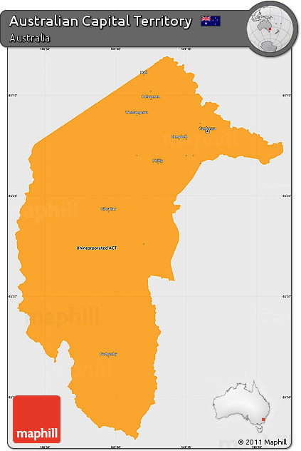 Political Simple Map of Australian Capital Territory, single color outside