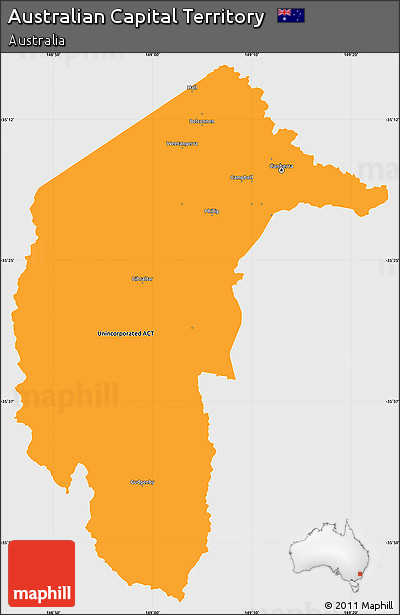 Political Simple Map of Australian Capital Territory, single color outside