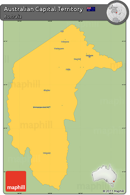 Savanna Style Simple Map of Australian Capital Territory, single color outside