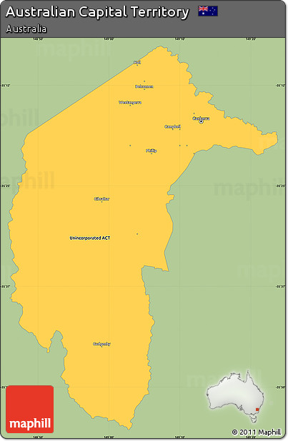 Savanna Style Simple Map of Australian Capital Territory, single color outside