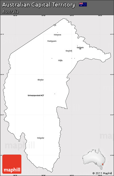 Silver Style Simple Map of Australian Capital Territory, cropped outside
