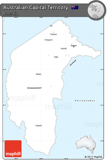 Silver Style Simple Map of Australian Capital Territory