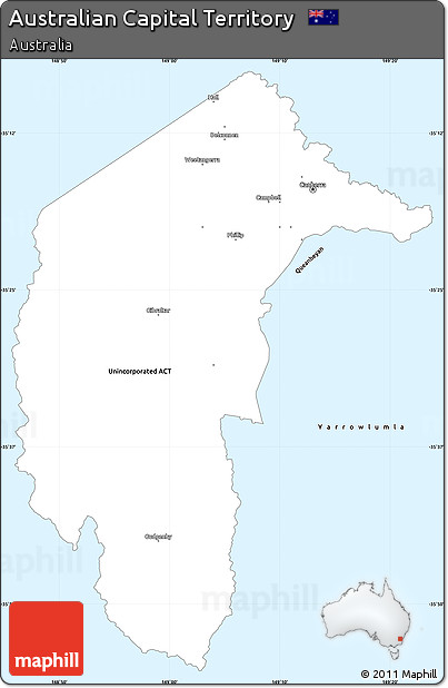 Silver Style Simple Map of Australian Capital Territory